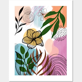 Abstract boho botanical, Mid century modern Posters and Art